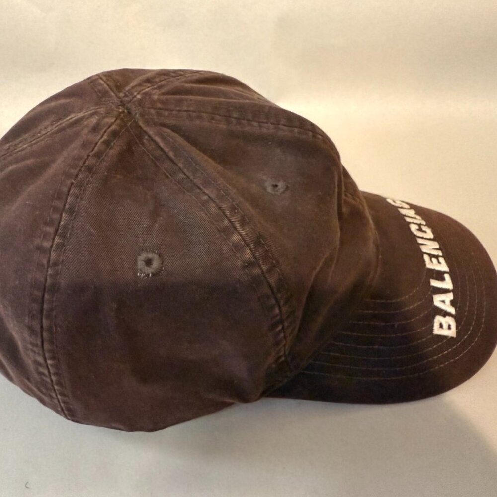 BALENCIAGA Logo Black/Gray Distressed Finish Baseball Cap Size M O/S - Picture 2 of 5